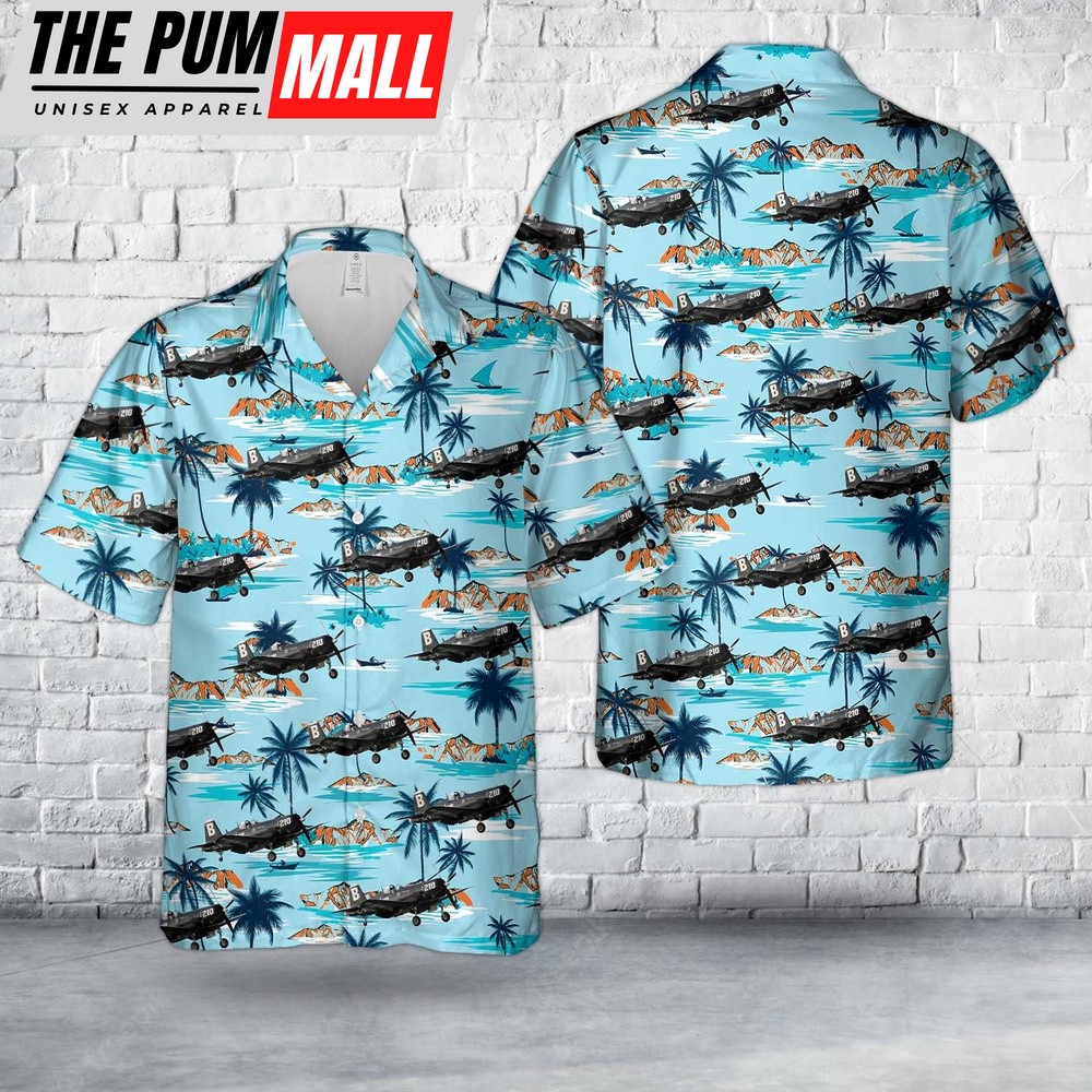 Us Navy Hawaiian Shirt, US Navy VF-192 F4U-4 97264 coded B 210 Hawaiian Shirt, Military Hawaiian Shirt