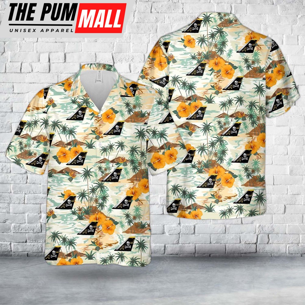 Us Navy Hawaiian Shirt, US Navy VF-84 Jolly Rogers F-14A Tomcat Tail Hawaiian Shirt, Military Hawaiian Shirt