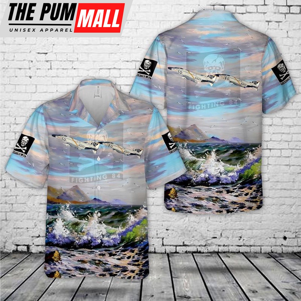 Us Navy Hawaiian Shirt, US Navy VF-84 McDonnell F-4B-19-MC Phantom II Hawaiian Shirt, Military Hawaiian Shirt