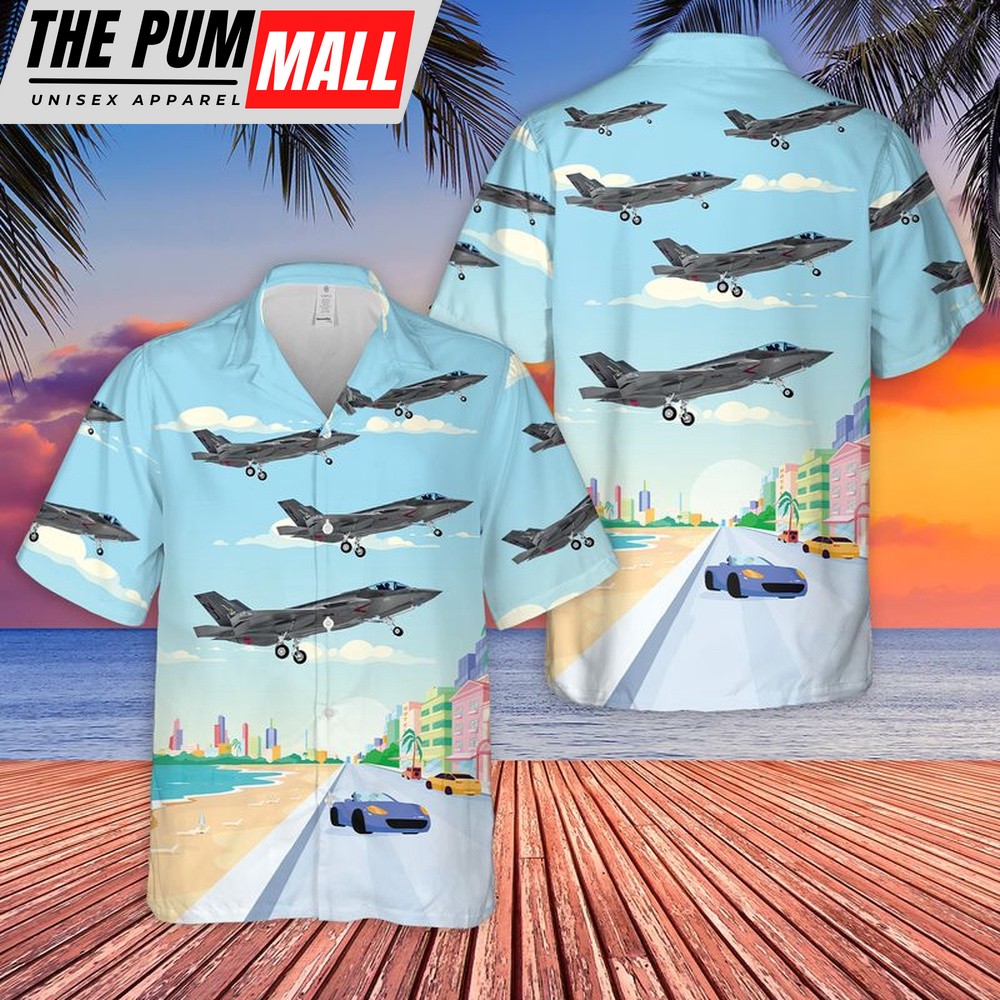 Us Navy Hawaiian Shirt, US Navy VFA-101 Grim Reapers F-35C Lightning II Hawaiian Shirt, Military Hawaiian Shirt