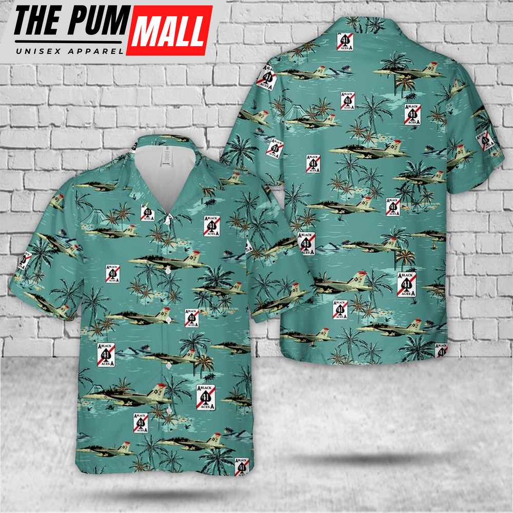 Us Navy Hawaiian Shirt, US Navy VFA-41 Black Aces FA-18F Super Hornet Hawaiian Shirt, Military Hawaiian Shirt