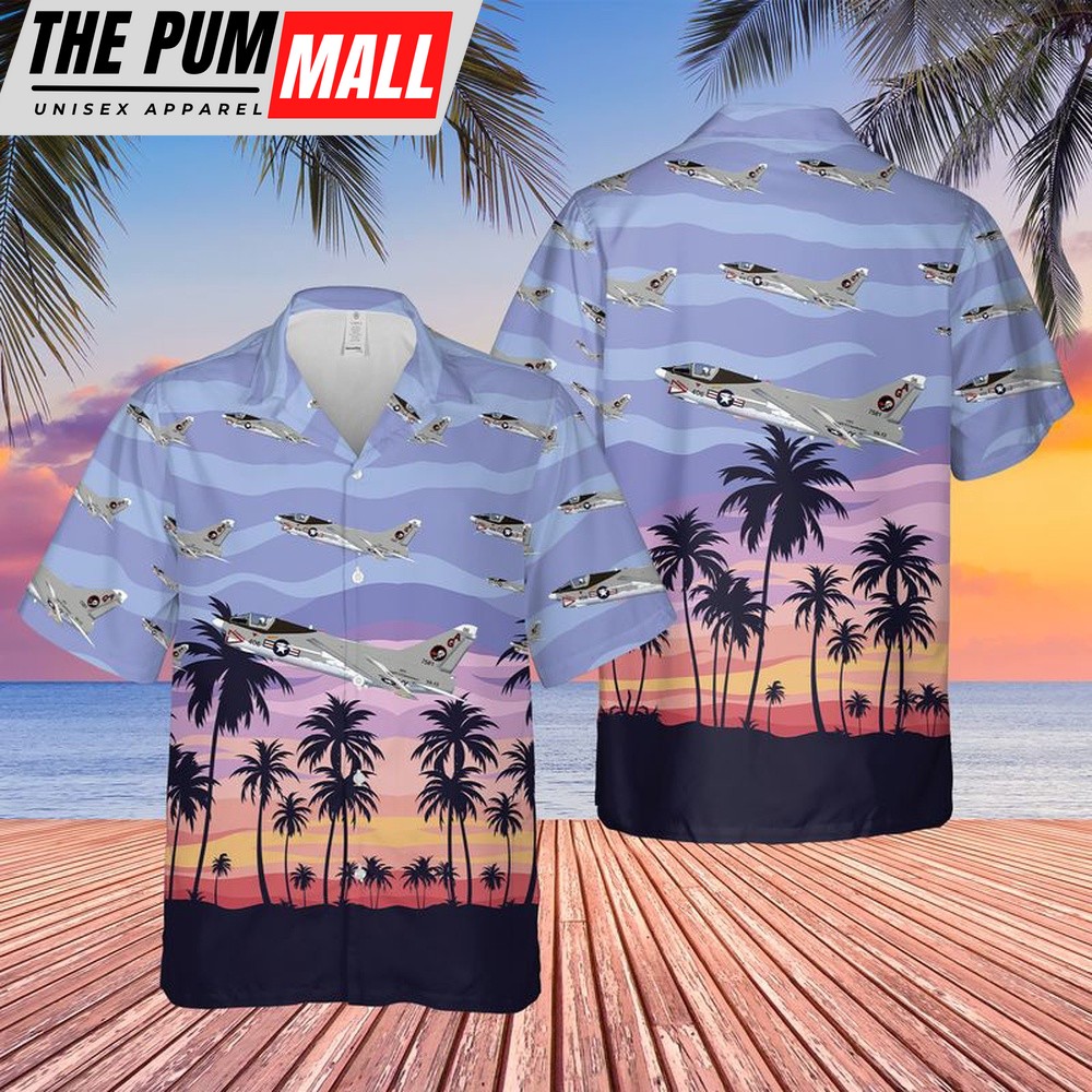 Us Navy Hawaiian Shirt, US Navy Vought A-7 Corsair II Of VA-12 Hawaiian Shirt, Military Hawaiian Shirt