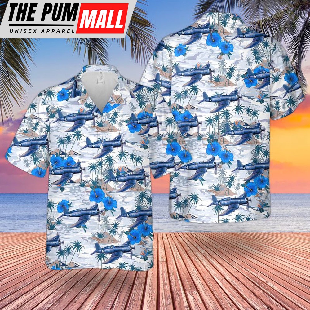 Us Navy Hawaiian Shirt, US Navy Vought F4U-1 Corsair Birdcage Hawaiian Shirt, Military Hawaiian Shirt