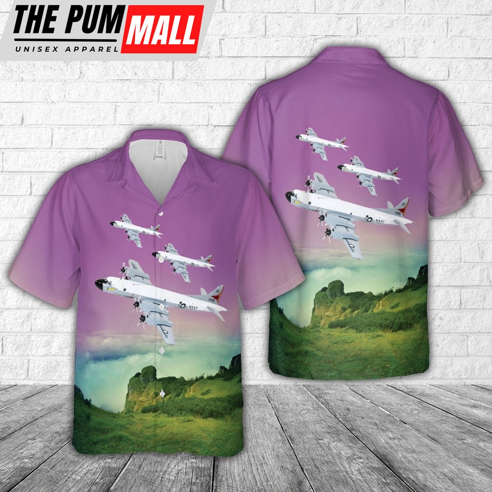 Us Navy Hawaiian Shirt, US Navy VP-19 Big Red P-3C Orion Hawaiian Shirt, Military Hawaiian Shirt