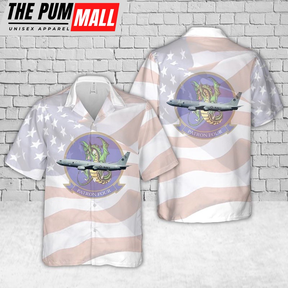 Us Navy Hawaiian Shirt, U.S Navy VP-4 Skinny Dragons P-8A Hawaiian Shirt, Military Hawaiian Shirt