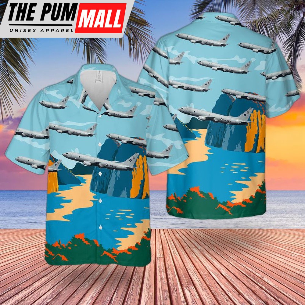 Us Navy Hawaiian Shirt, US Navy VP-4 The Skinny Dragons P-8A Hawaiian Shirt, Military Hawaiian Shirt
