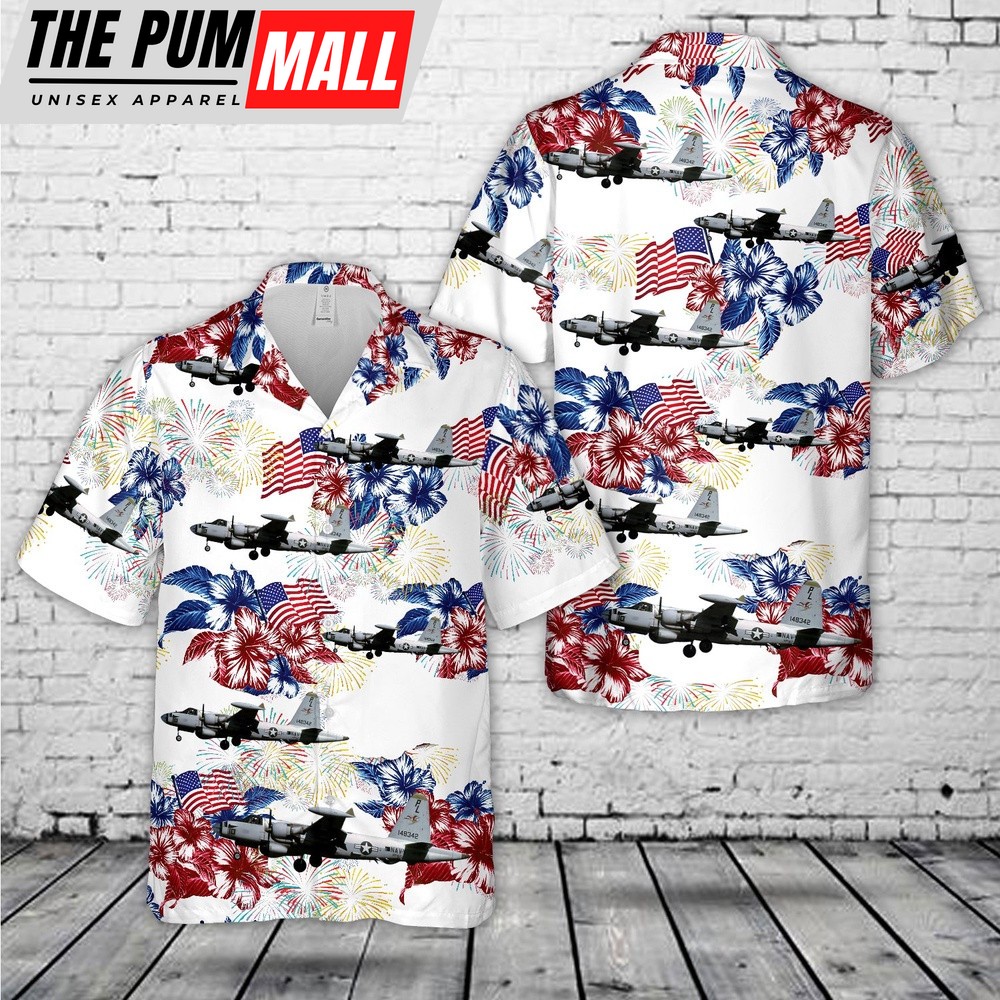 Us Navy Hawaiian Shirt, US Navy VP-67 Golden Hawks SP-2H Neptune BuNo 148342 Hawaiian Shirt, Military Hawaiian Shirt