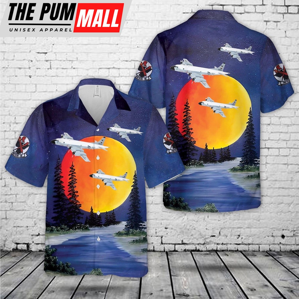 Us Navy Hawaiian Shirt, US Navy VP-68 Blackhawks P-3B Orion Hawaiian Shirt, Military Hawaiian Shirt