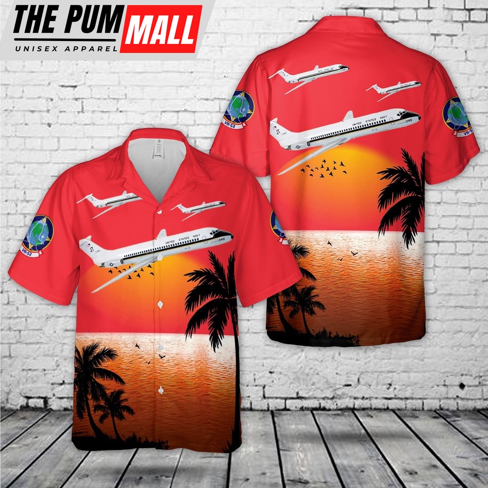 Us Navy Hawaiian Shirt, US Navy VR-52 Taskmasters C-9B Skytrain II Hawaiian Shirt, Military Hawaiian Shirt
