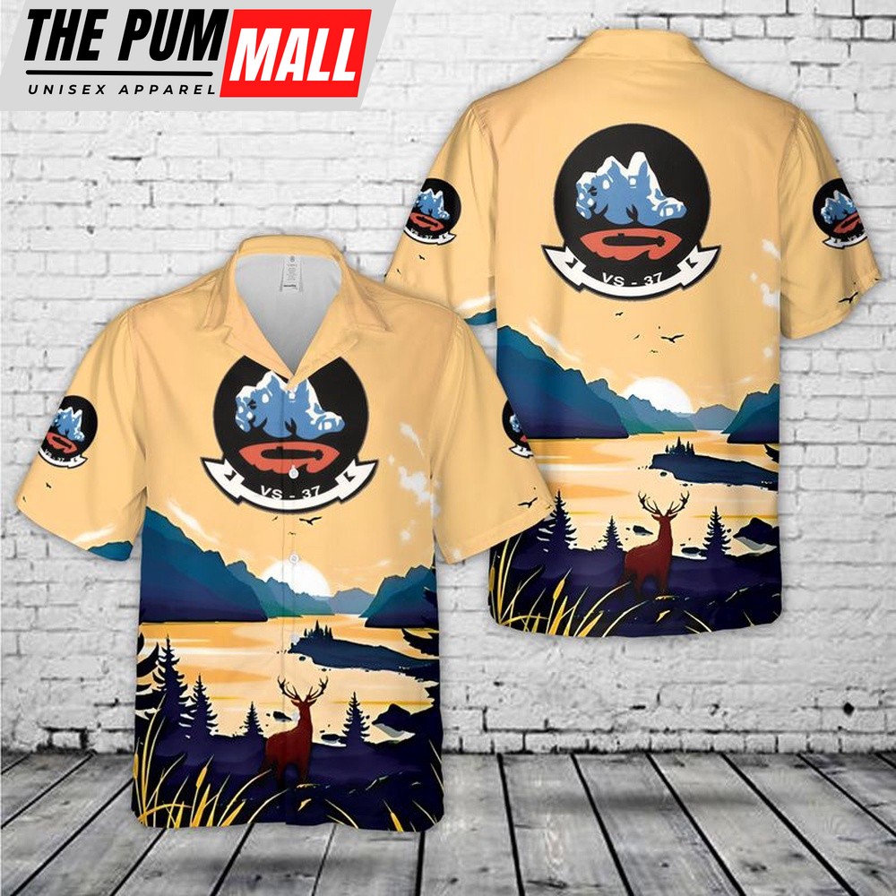 Us Navy Hawaiian Shirt, US Navy VS-37 S-3A Viking Hawaiian Shirt, Military Hawaiian Shirt