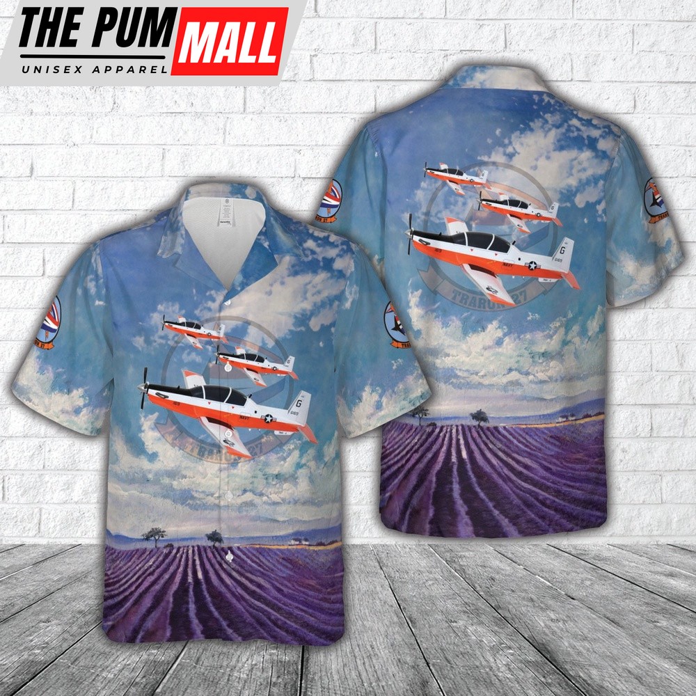 Us Navy Hawaiian Shirt, US Navy VT-27 Beechcraft T-6b Texan II Hawaiian Shirt, Military Hawaiian Shirt