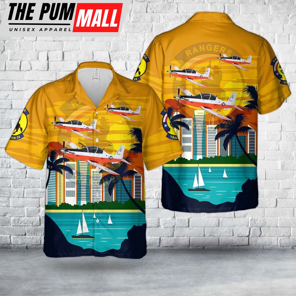 Us Navy Hawaiian Shirt, US Navy VT-28 Rangers T-6B Texan II Hawaiian Shirt, Military Hawaiian Shirt