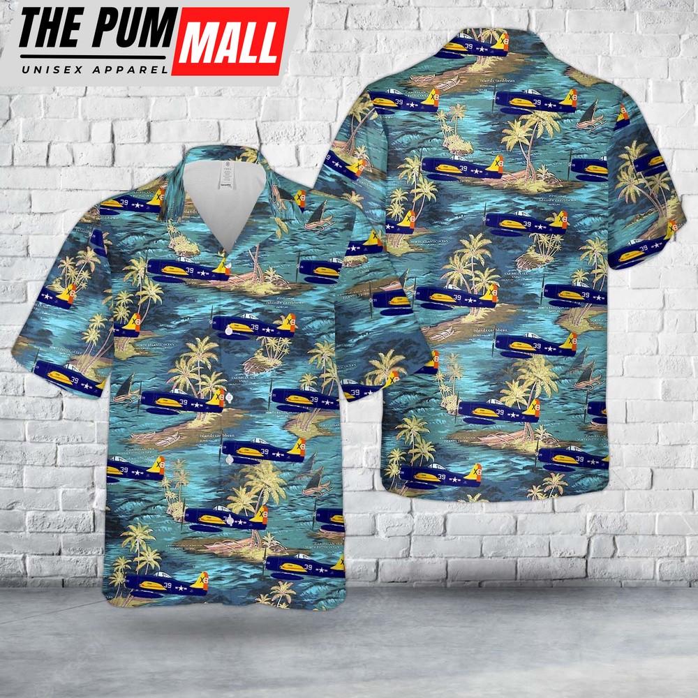 Us Navy Hawaiian Shirt, US Navy VX-2 Grumman F8F-1D Bearcat Hawaiian Shirt, Military Hawaiian Shirt
