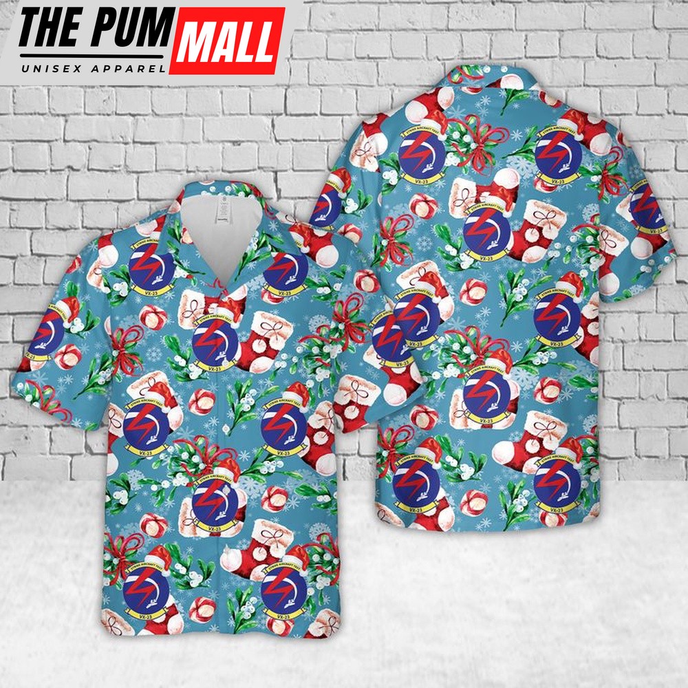 Us Navy Hawaiian Shirt, US Navy VX-23 Salty Dogs Christmas Hawaiian Shirt, Military Hawaiian Shirt