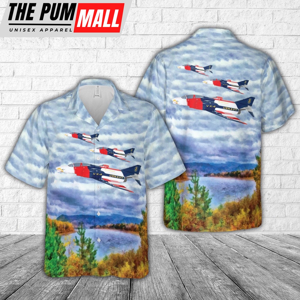 Us Navy Hawaiian Shirt, US Navy VX-4, Air Test and Evaluation Squadron Four Hawaiian Shirt, Military Hawaiian Shirt