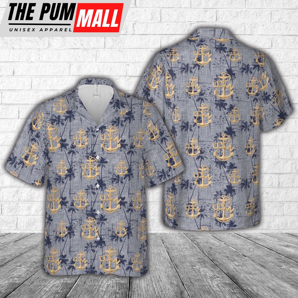 Us Navy Hawaiian Shirt, US Navy WWII Chief Anchor Hawaiian Shirt, Military Hawaiian Shirt