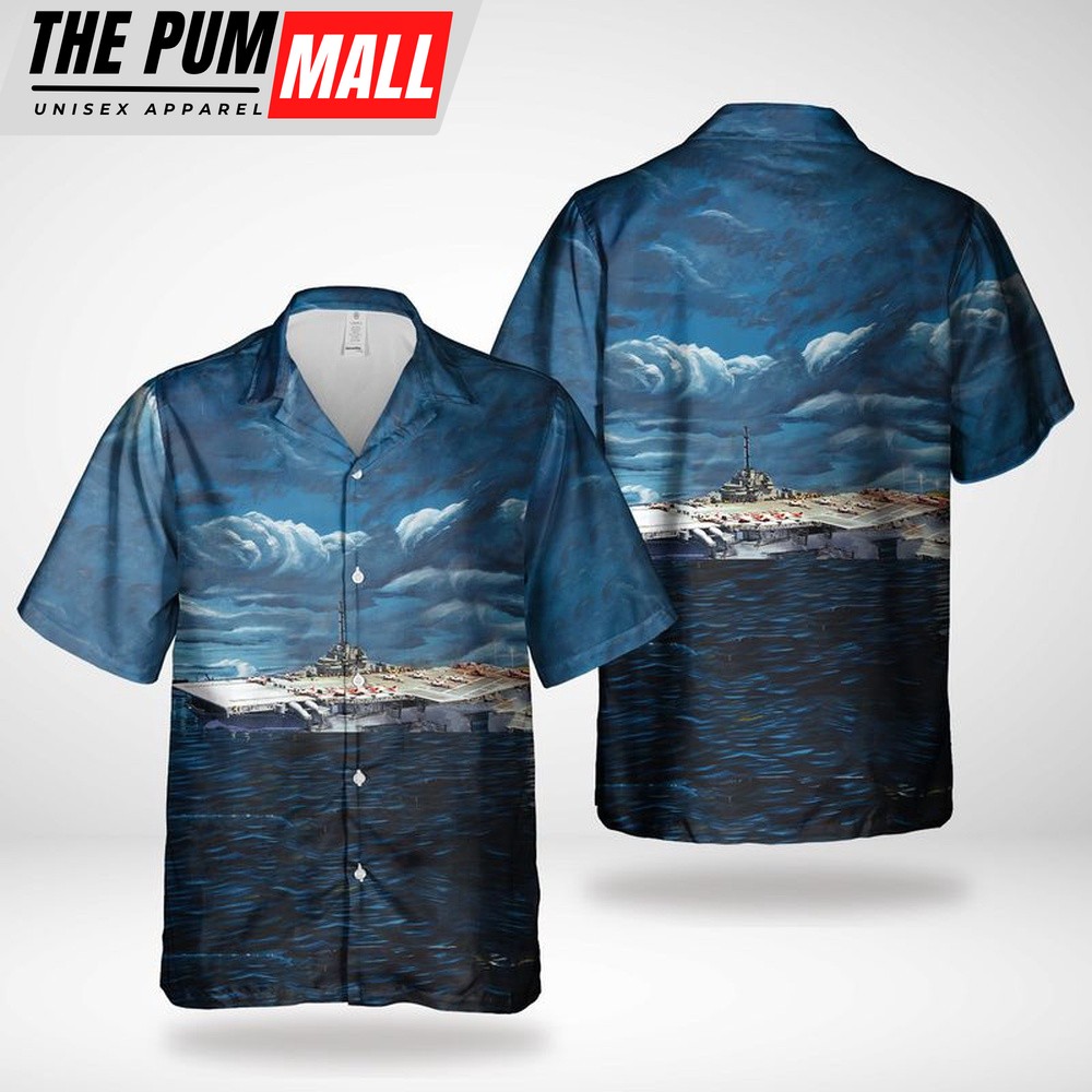 Us Navy Hawaiian Shirt, US Navy, WWII, USS Antietam (CV-36) Hawaiian Shirt, Military Hawaiian Shirt