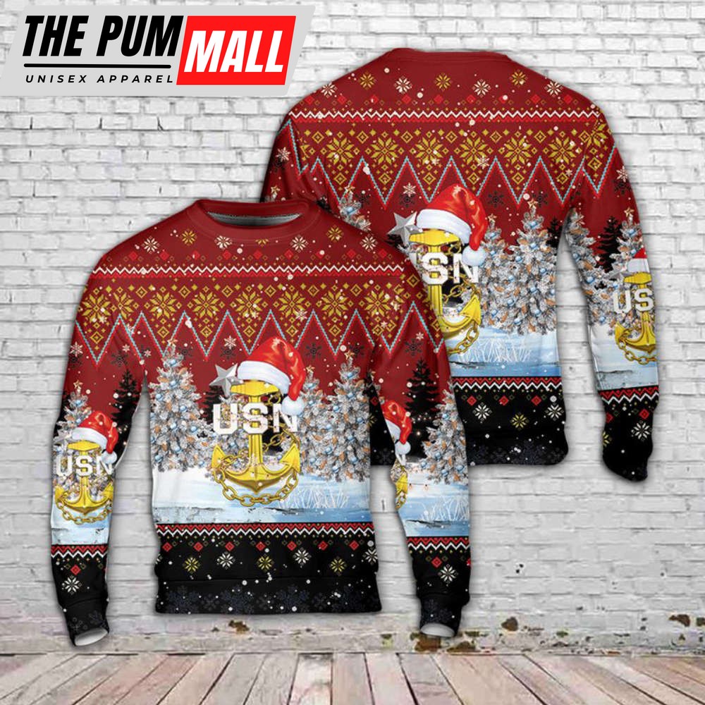 US Navy Master Chief Anchor Christmas Sweater Gift For Christmas