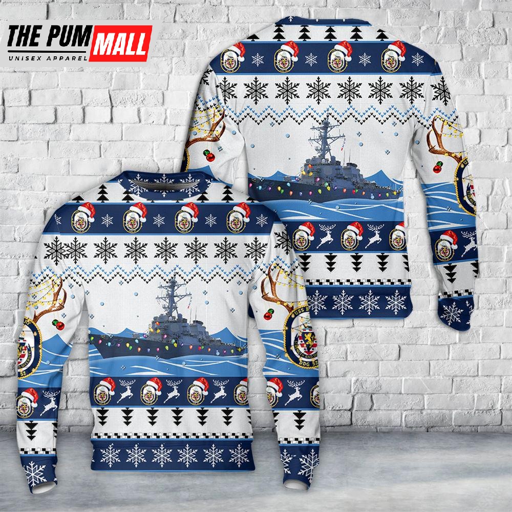 US Navy USS Barry (DDG-52) Arleigh Burke-class guided-missile destroyers Christmas Sweater Gift For Christmas