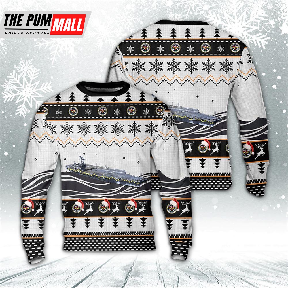 US Navy USS (CV-67) Christmas AOP Sweater Gift For Christmas