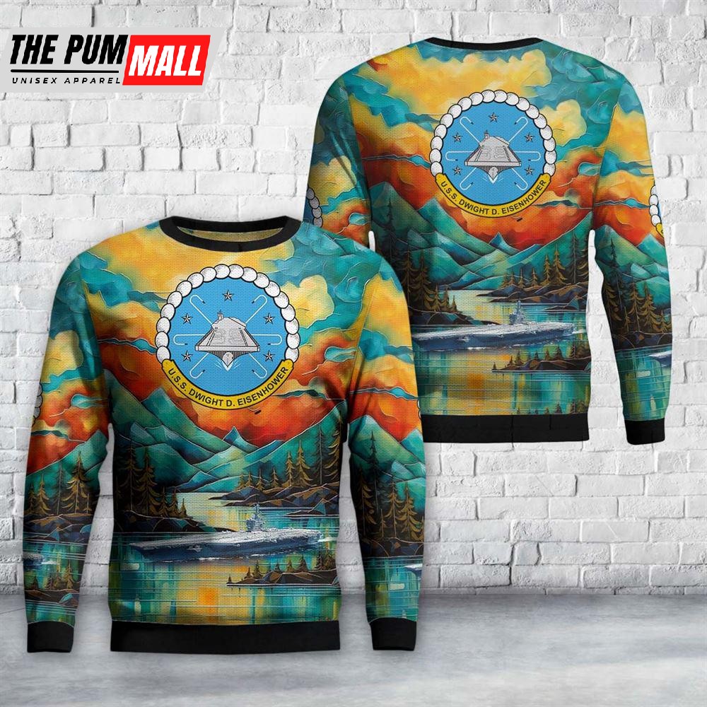 US Navy USS Dwight D. Eisenhower (CVN-69) Christmas Sweater 1 Gift For Christmas
