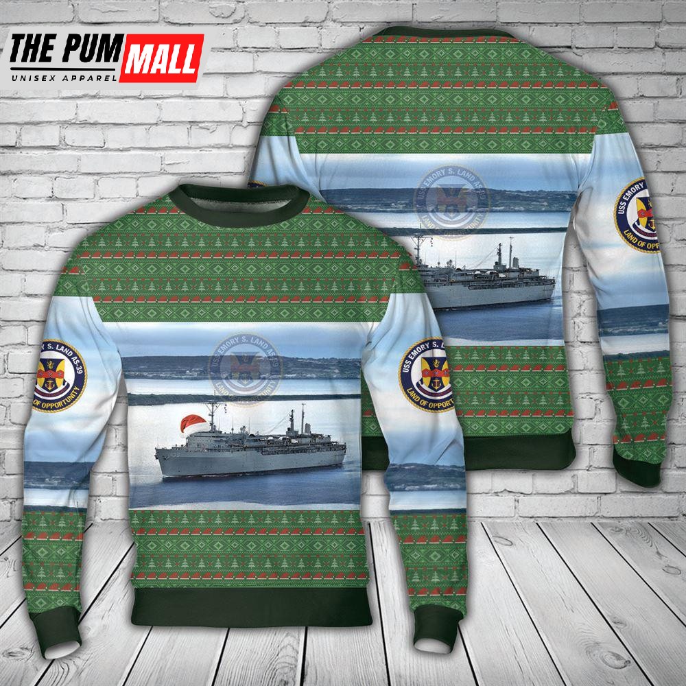 US Navy USS Emory S. Land (AS-39) Christmas Sweater Gift For Christmas