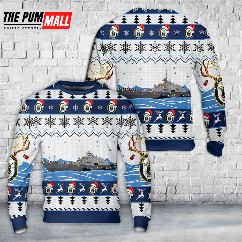 US Navy USS Fort Worth (LCS-3) Christmas AOP Sweater Gift For Christmas