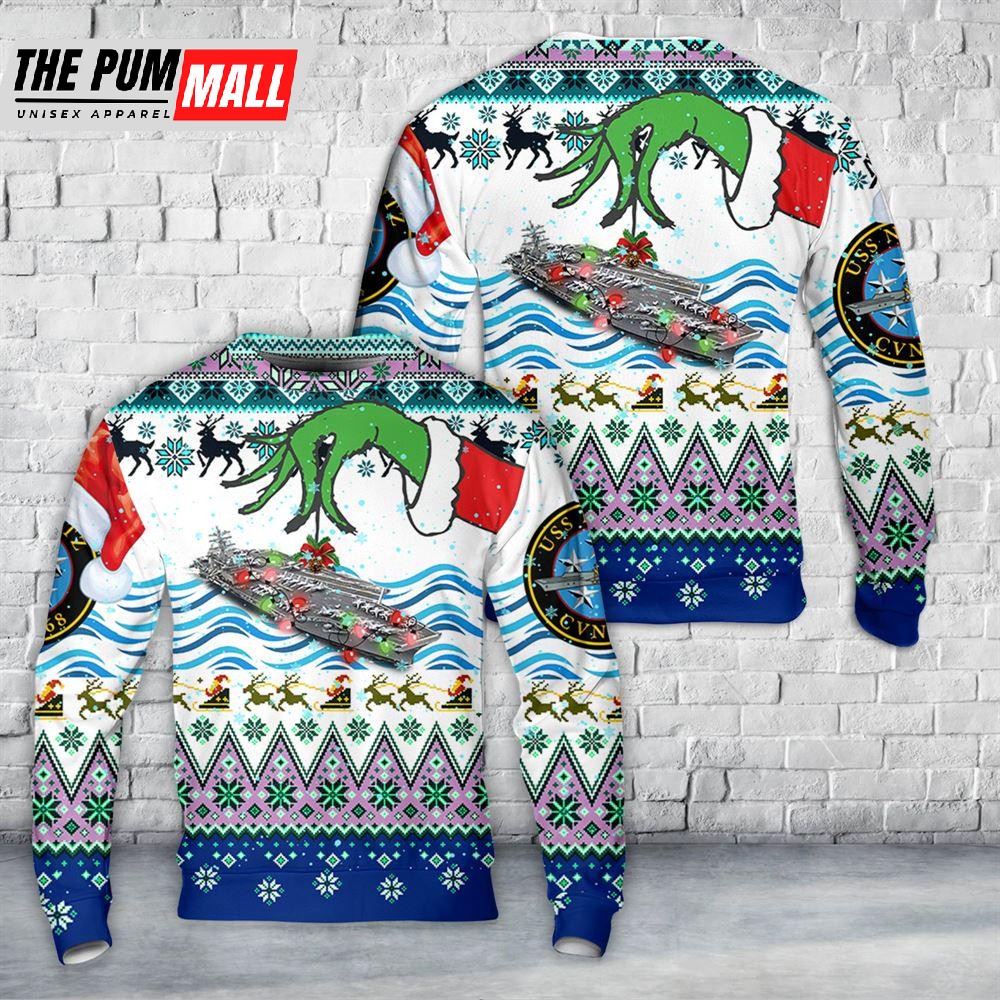 US Navy USS Nimitz (CVN-68) Christmas AOP Sweater Gift For Christmas