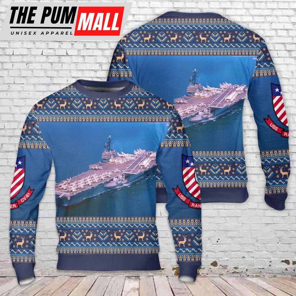 US Navy USS Ranger (CV/CVA-61) Christmas Sweater Gift For Christmas