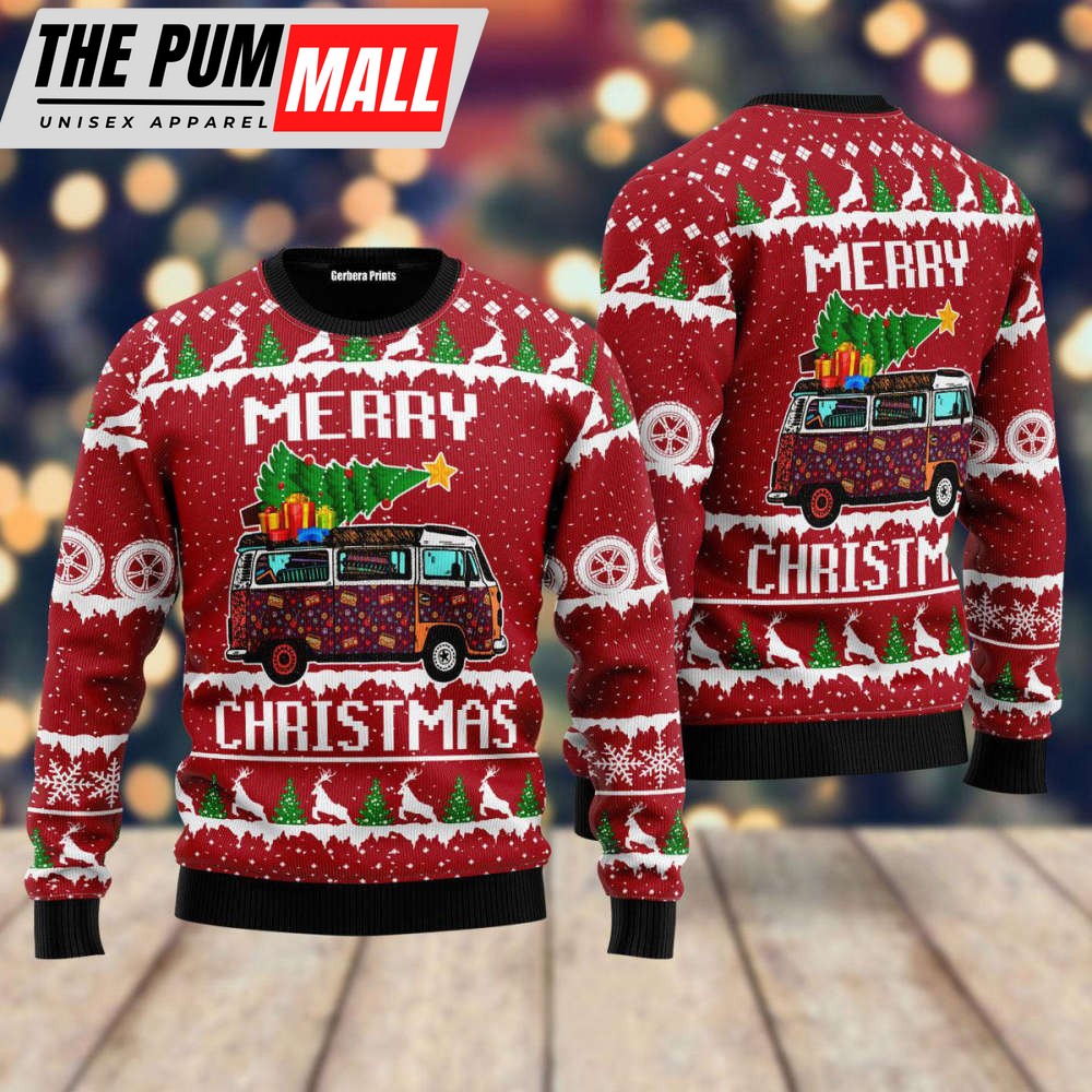 us4774-hippie-car-merry-christmas-ugly-sweater-lovers-gift-hgg5fgd5 US4774 Hippie Car Merry Christmas Ugly Sweater – Lover’s Gift