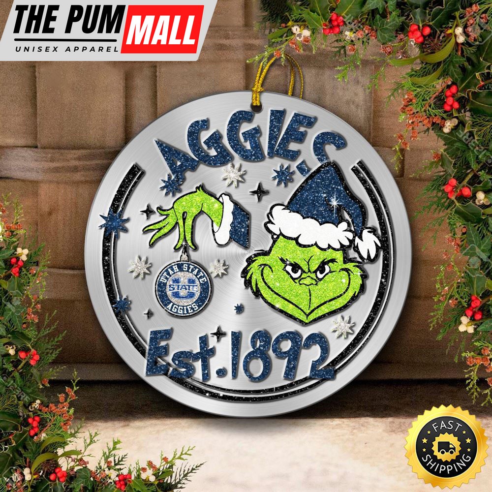 Utah State Aggies Grinch Circle Ornaments Christmas Limited Edition