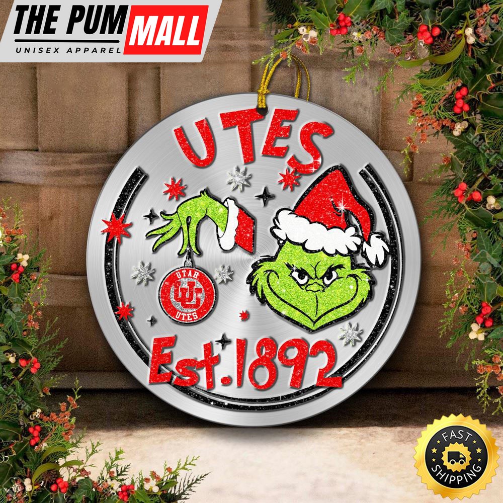 Utah Utes Grinch Circle Ornaments Christmas Limited Edition