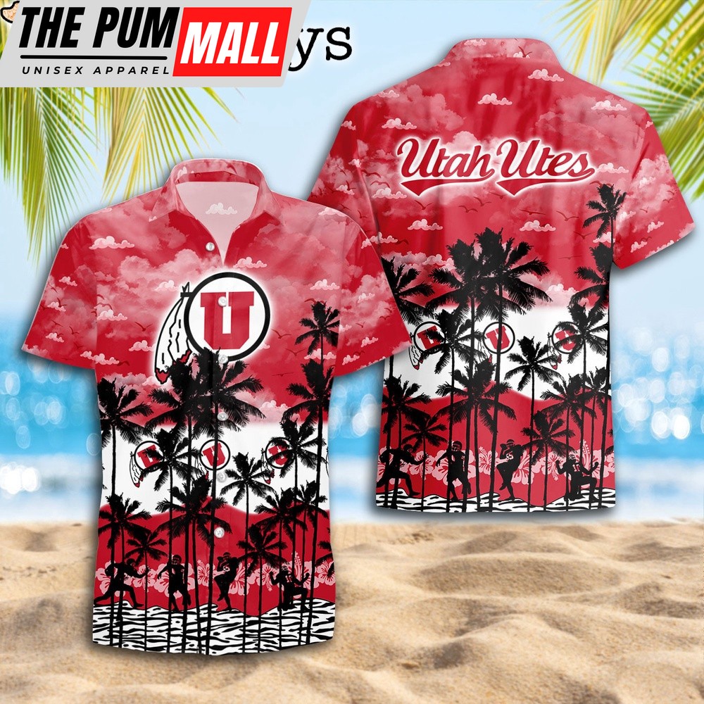 Utah Utes Palms Tree Hawaiian Shirt