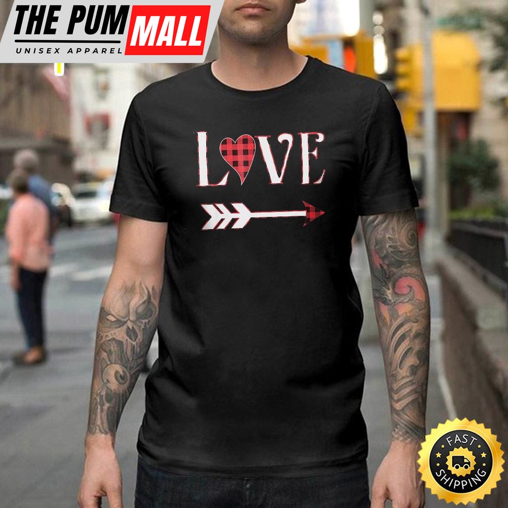 Valentine Buffalo Plaid Heart Love Tee Shirt Gift Happy Valentines Day Unisex T-shirt