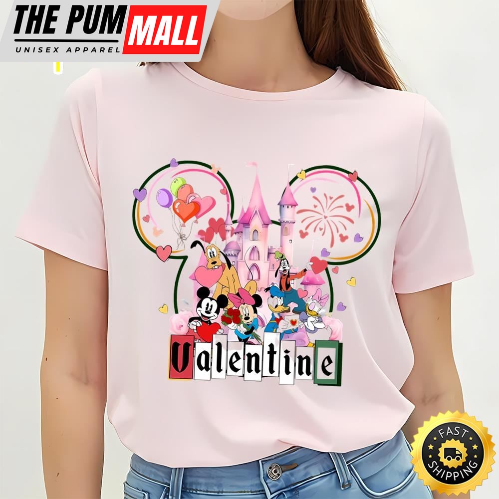 Valentine Mouse Couple Disney Castle Love Valentines Day Shirt
