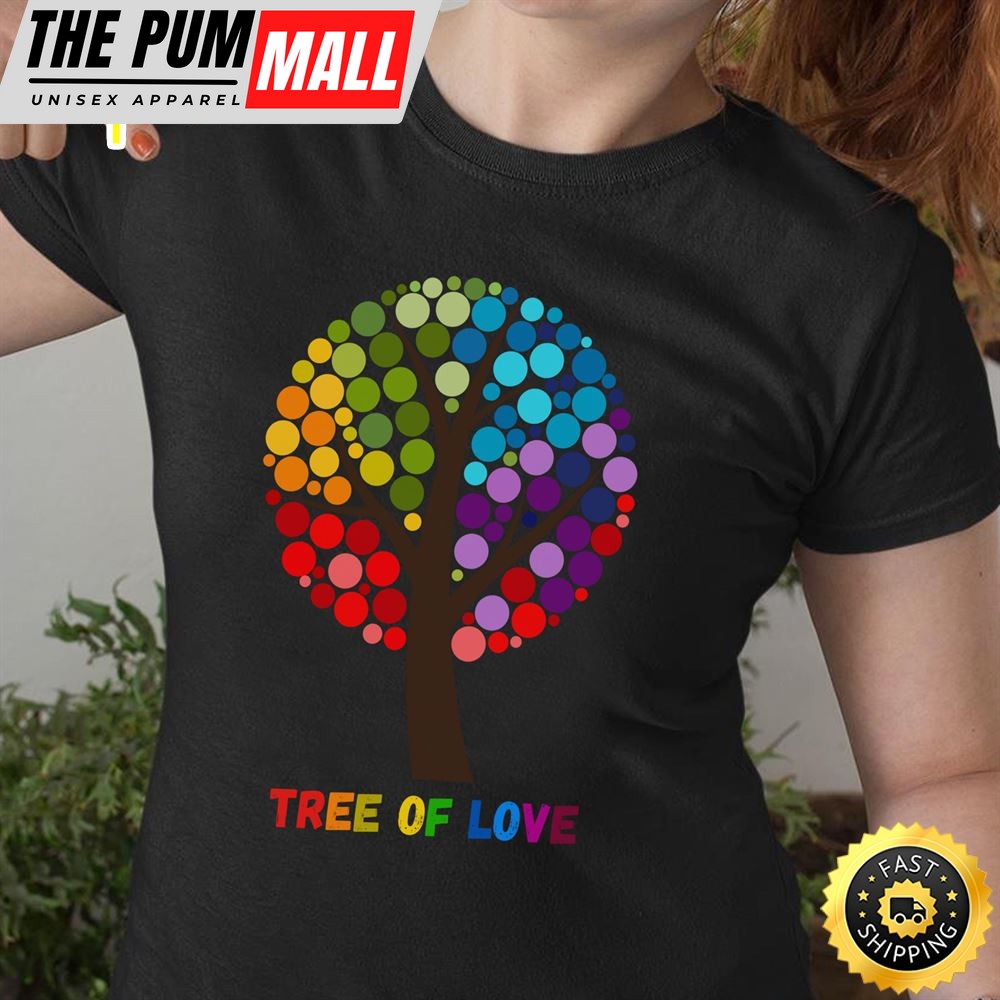 Valentine Rainbow Tree of Love Lgbt Pride Women Men Long Sleeve Valentines Day T-shirt