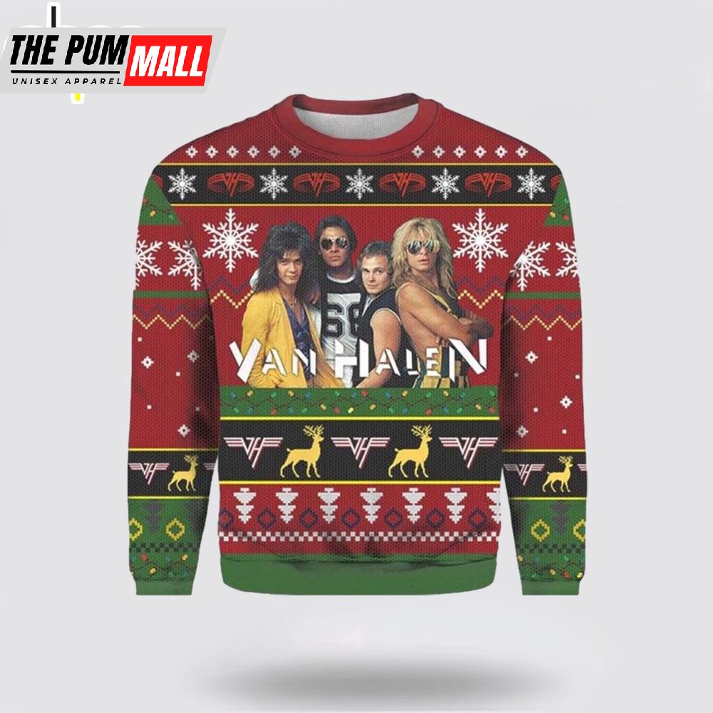 Van Halen Band Member Photo You Miss Your Drink Ugly Christmas Sweater