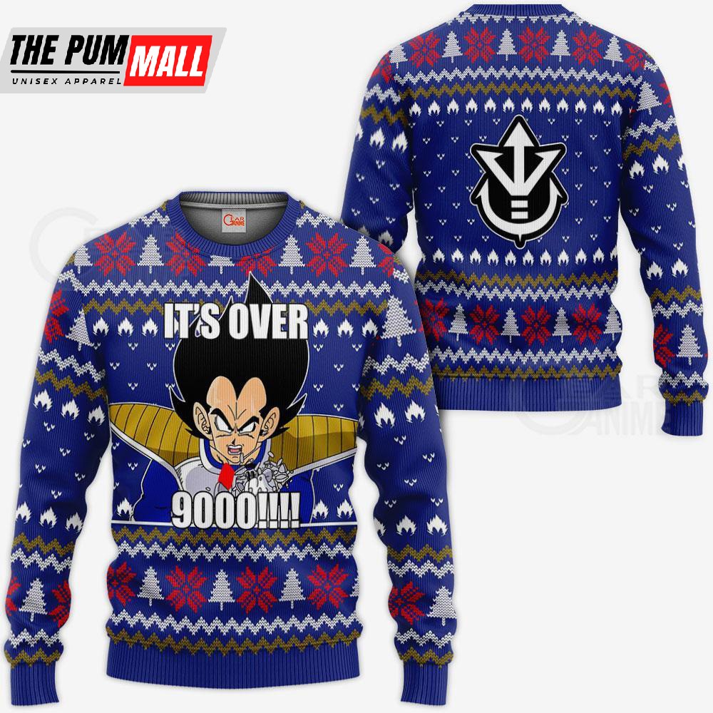 Vegeta Ugly Christmas It?s Over 9000 Funny DBZ Xmas Gift Sweater