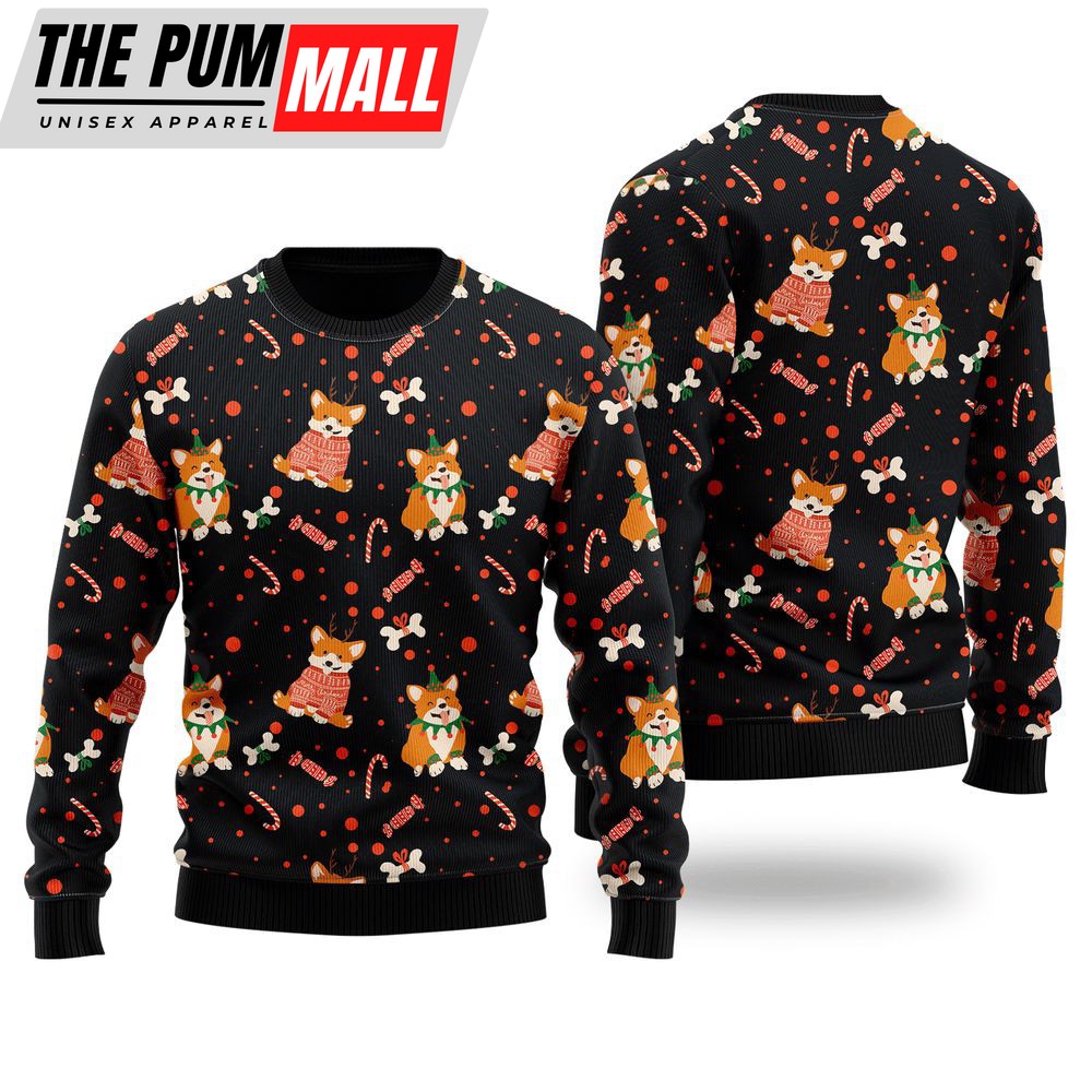 Very Cute Xmas Corgi Dog Pattern Ugly Christmas Sweater 3D Printed Best Gift For Xmas