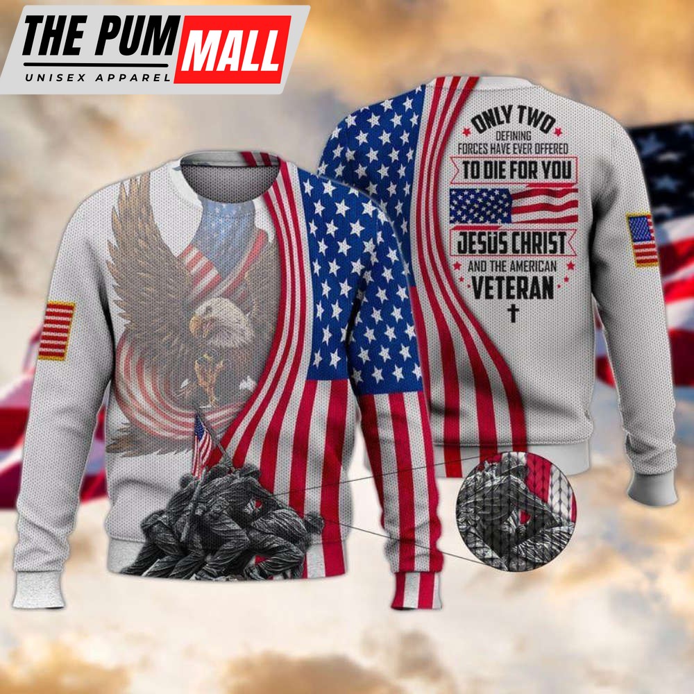 Veteran American Flag Ugly Christmas Sweater