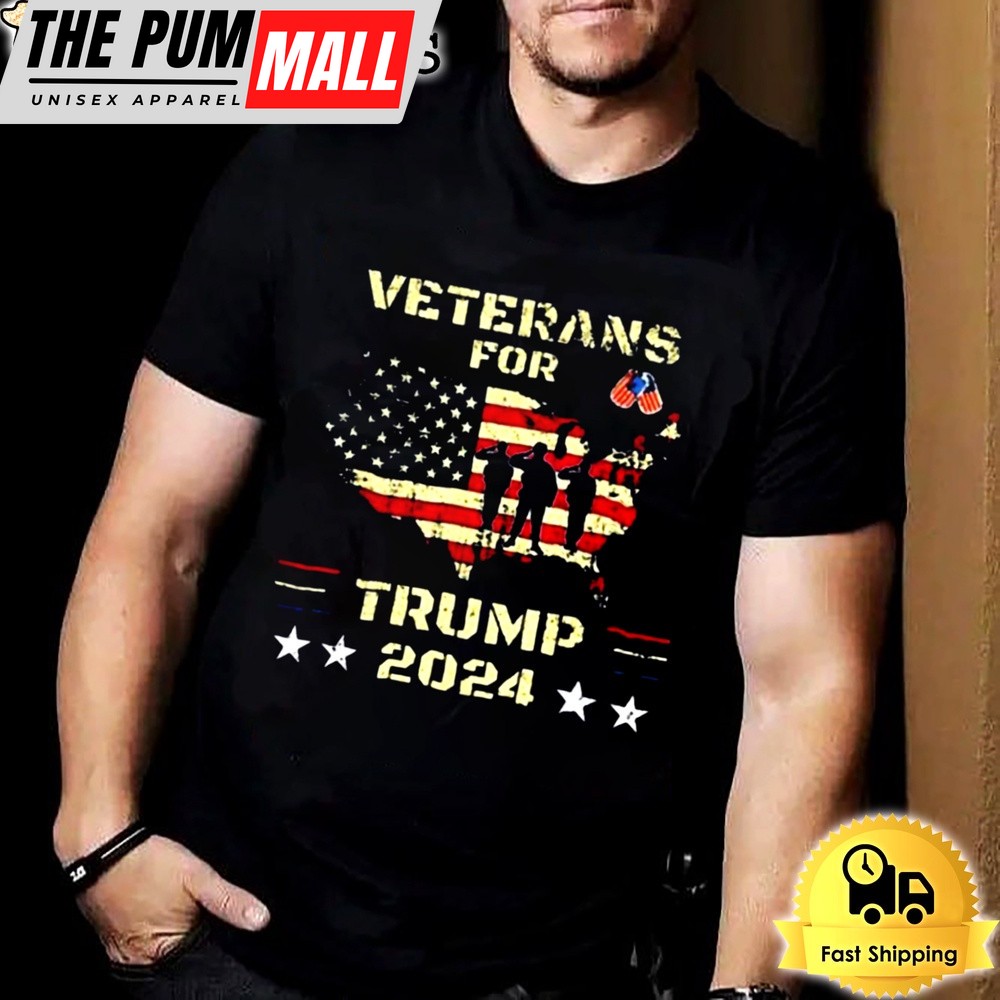 Veterans For Trump 2024 American Flag Election Dad Grandpa Unisex T-shirt