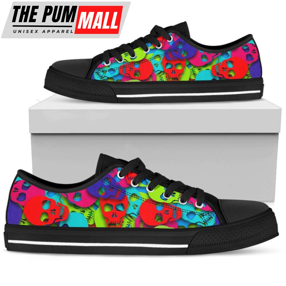 Vibrant Skull Pattern Low Top Shoes – PL18032014: Stand Out in Style