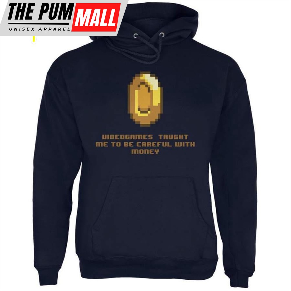 Video Games Careful With Money Navy Adult Hoodie