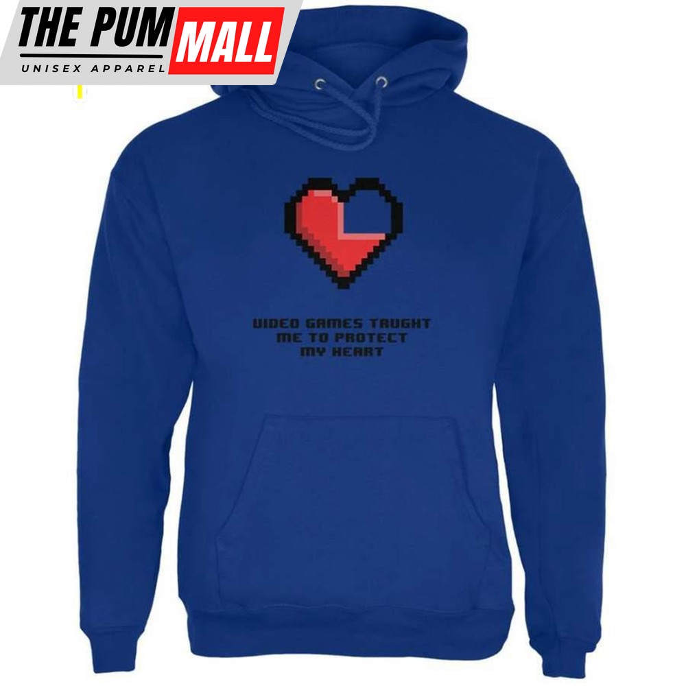 Video Games Protect My Heart Deep Royal Adult Hoodie