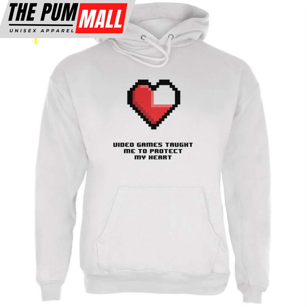 Video Games Protect My Heart White Adult Hoodie