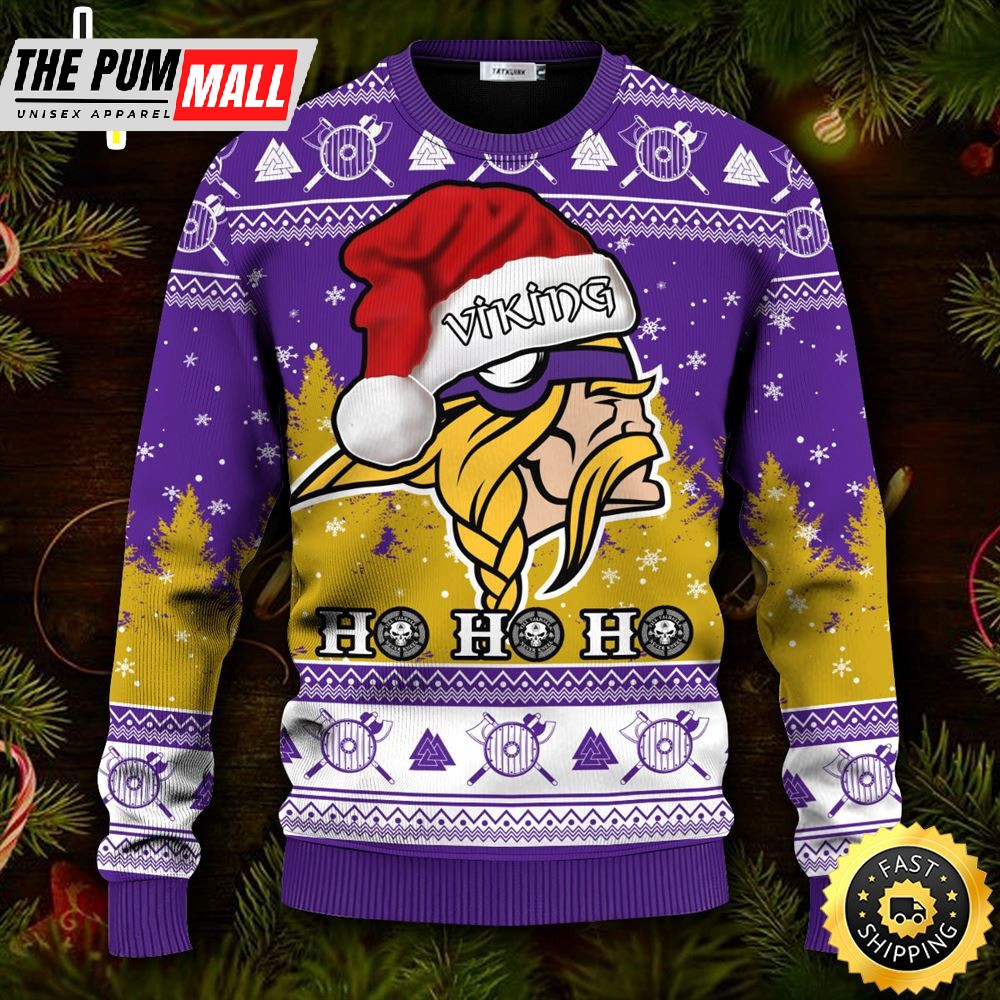 Viking Santa Hohoho Ugly Christmas Skull Sweater Christmas