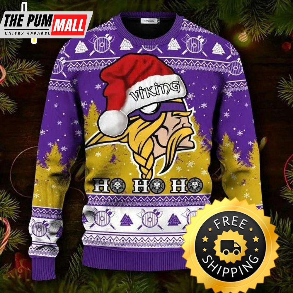 Viking Santa Hohoho Ugly Christmas Sweater, Viking Ugly Sweater