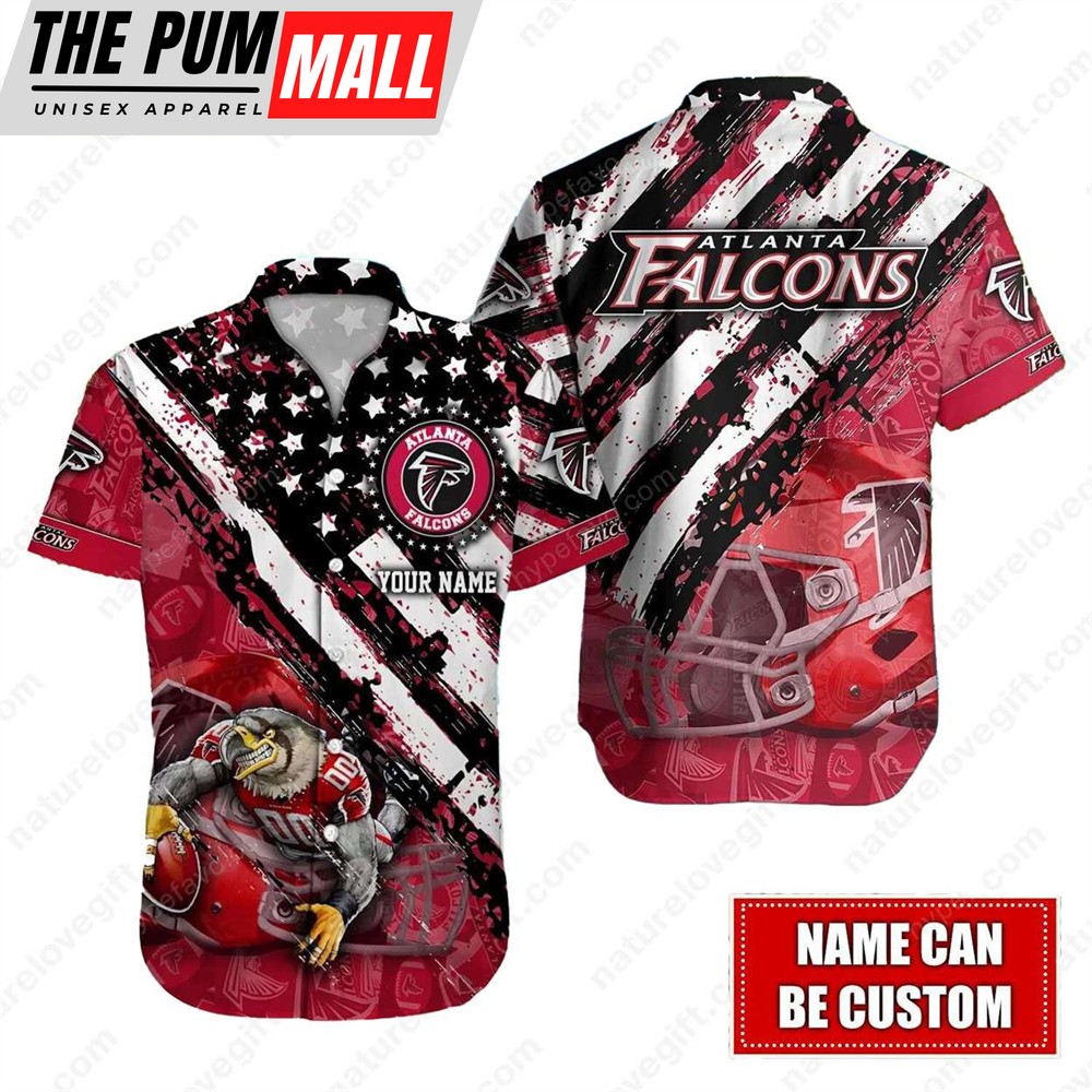 Vintage Atlanta Falcons American Flag Customized Hawaiian Shirt