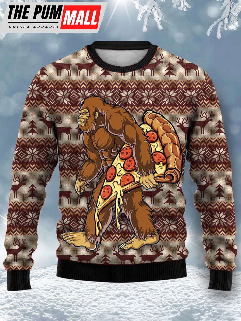 Vintage Big Foot Print Crew Neck Sweatshirt, Ugly christmas Sweater For Family