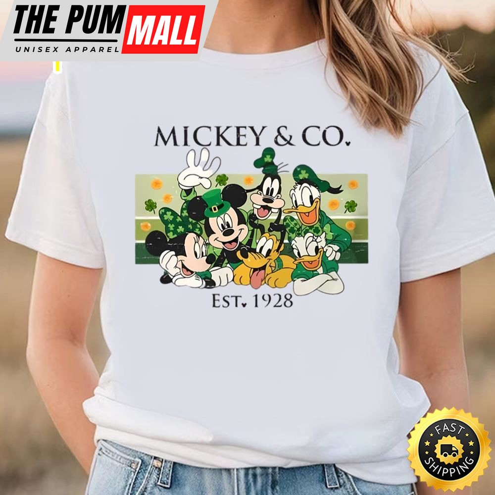 Vintage Disney Mickey And Co Est 1928 St. Patricks Day Shirt